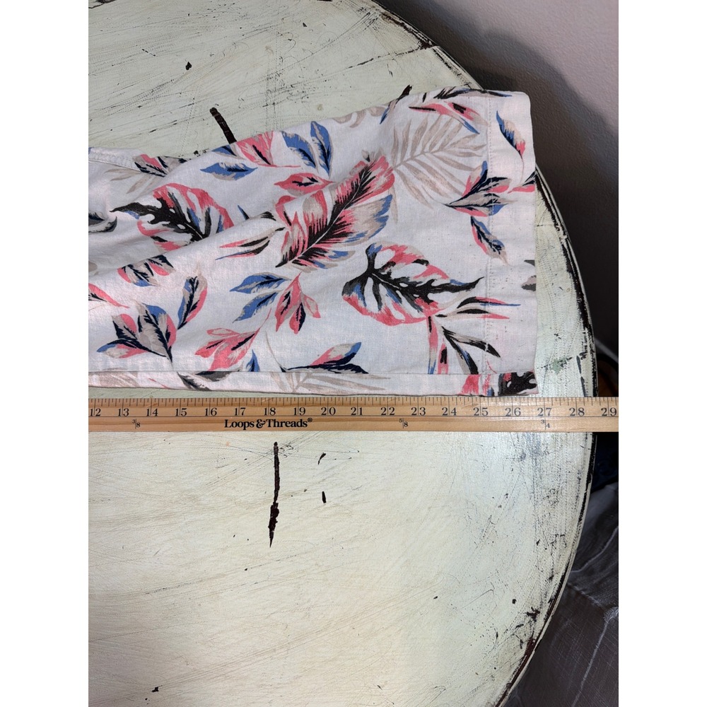 Briggs Tropical Print Linen Blend Pull On Pants Womens Lg Floral Vaca Boho - Picture 5 of 7